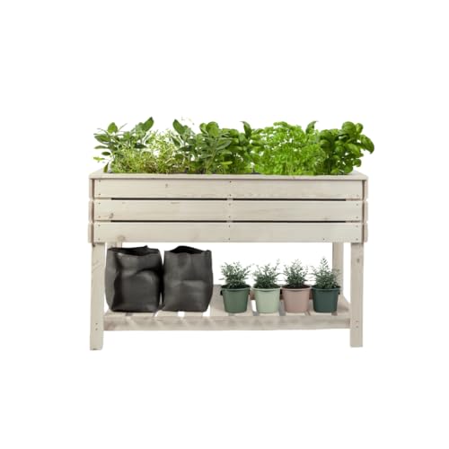Mega Holz Balkon Hochbeet STELZO L 123x61x75...