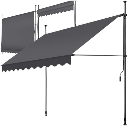 tectake® Klemmmarkise mit Handkurbel, Balkon...