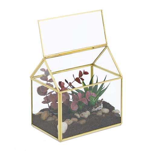 Relaxdays Pflanzenterrarium, Glas & Kupfer,...