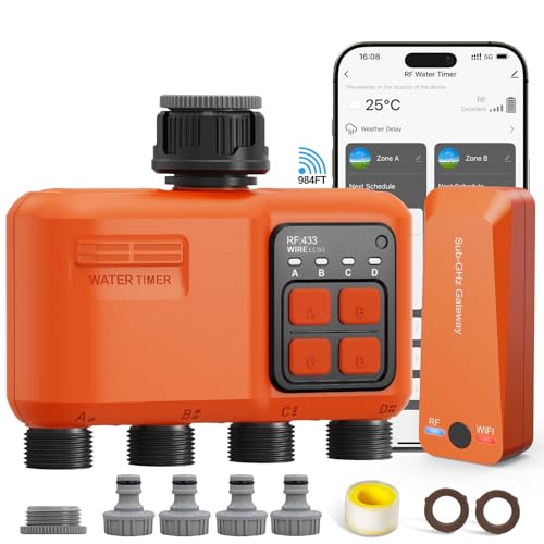 Smart WiFi Bewässerungscomputer 4 Zonen,...