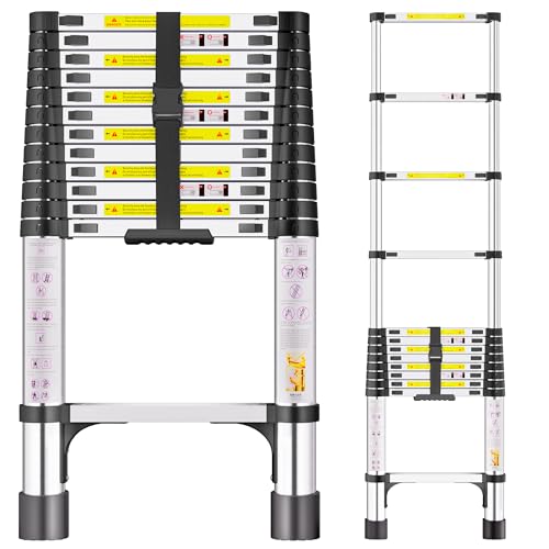 SIMPDIY 3,8m Teleskopleiter, Edelstahl...