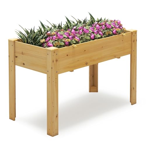 HOMASIS Hochbeet mit Ablage, Pflanzkasten...