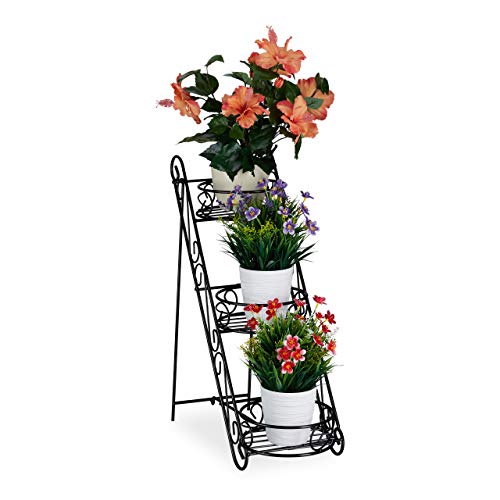 Relaxdays Blumentreppe Metall, 3 Ablagen,...