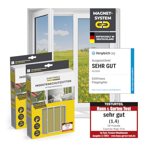 EASYmaxx Fliegengitter für Fenster mit Magic...