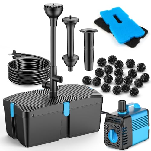 Teichpumpe mit Filter und Springbrunnen Set,...