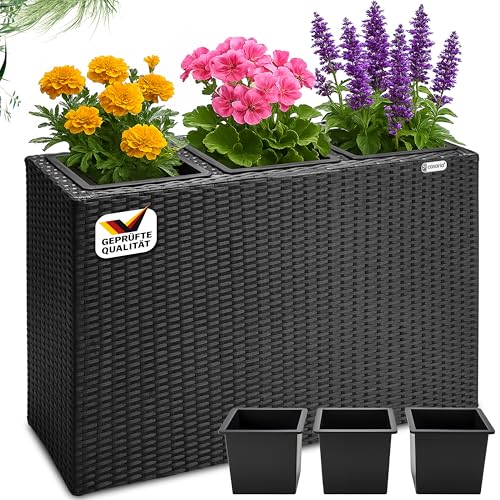Casaria® Blumenkasten 3 Innentöpfe...