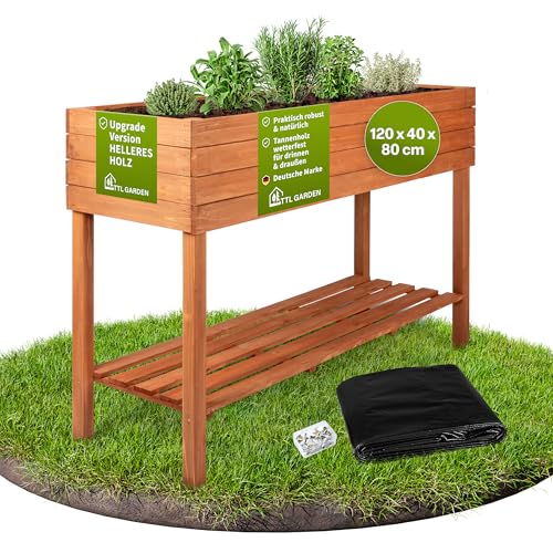 TTL GARDEN Balkon Hochbeet XL 120x40x80cm aus...