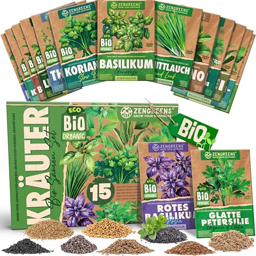 ZenGreens® - Bio Kräuter Samen Set - 15...